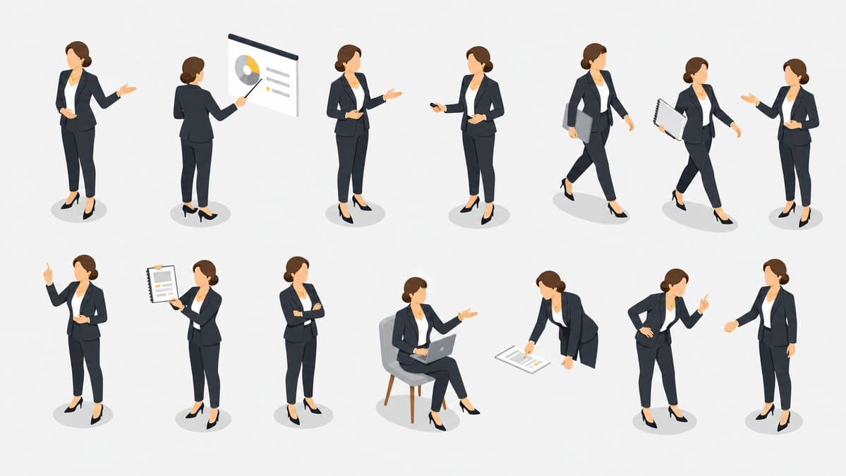 Isometric Business Presenter Pose Set preview image 1