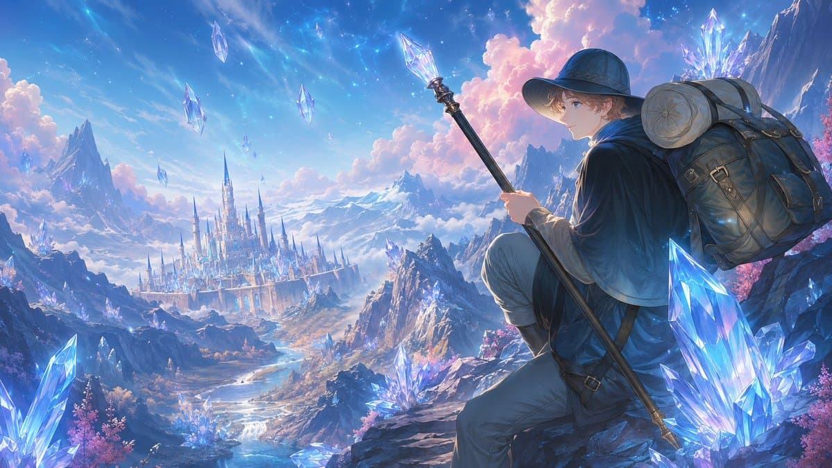 Traveler Over Crystal Mountain Valley preview image 1