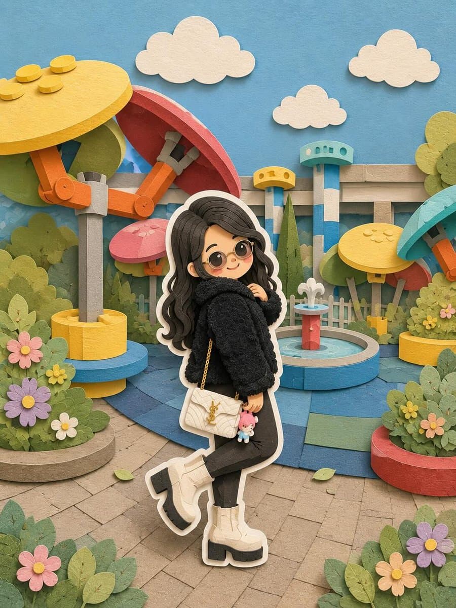 3D Layered Paper-Cut Chibi Art preview image 2
