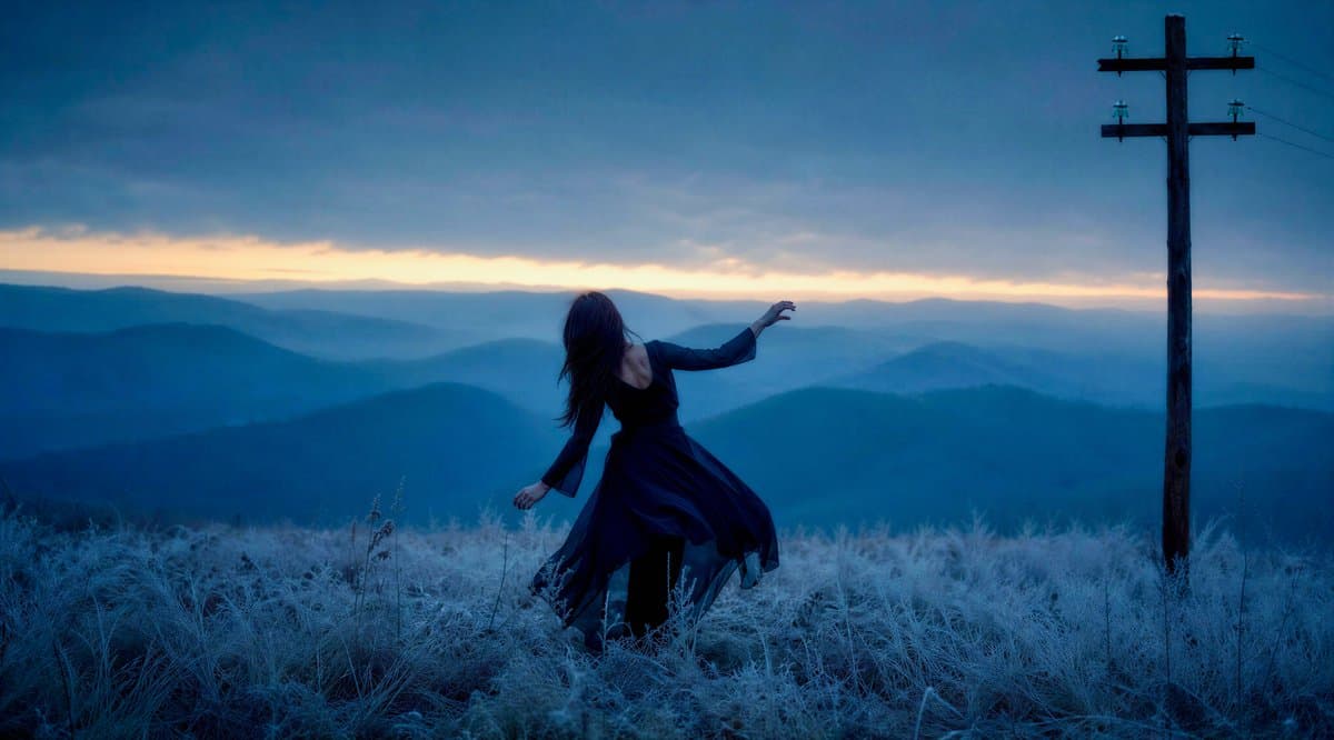 Windblown Woman on Misty Mountain preview image 1
