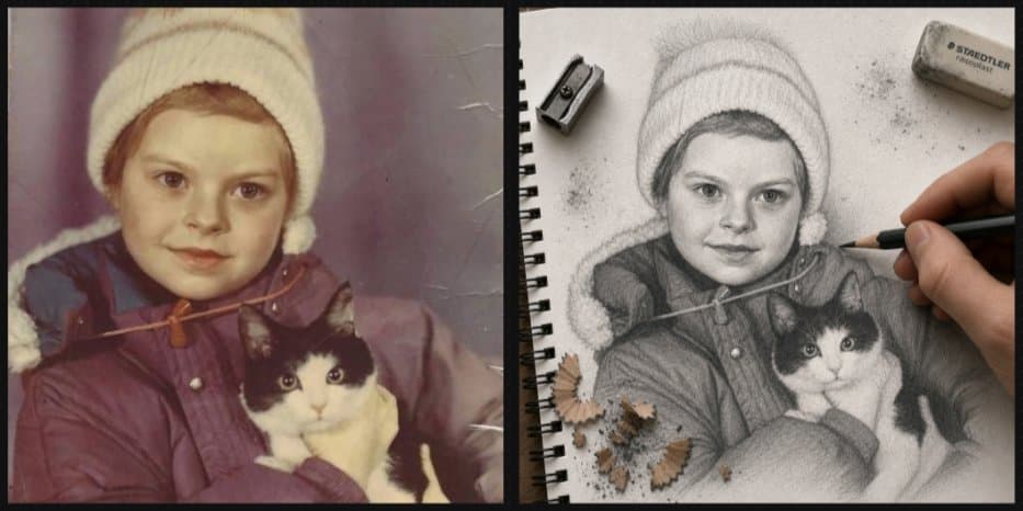 Vintage Photo to Graphite Sketch preview image 1