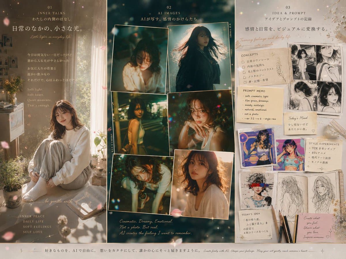 Three-Panel Dreamy AI Posting Styles preview image 1