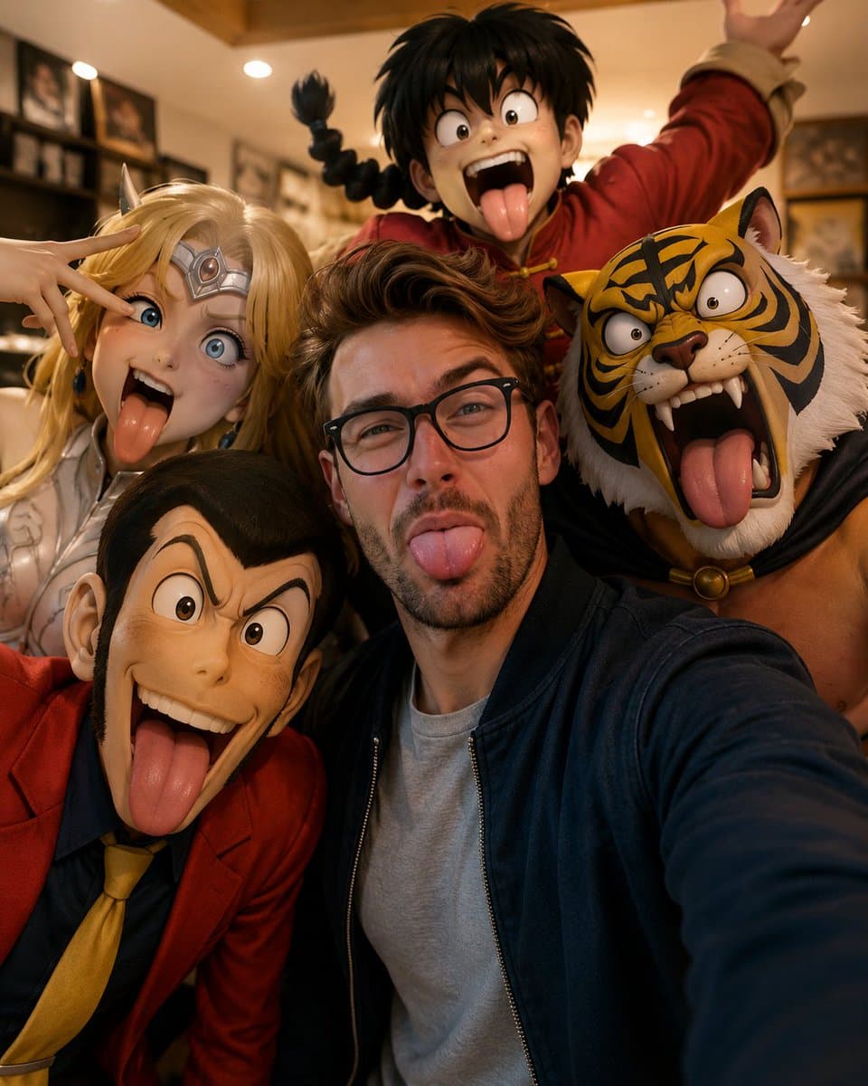 Realistic Selfie with Cartoon Characters preview image 1