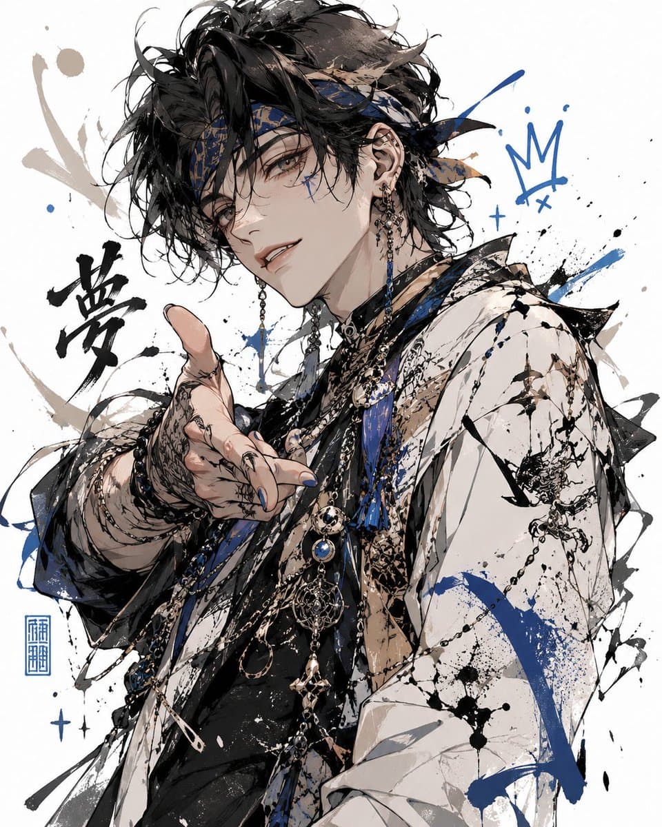Censored Anime Ink Fashion Portrait preview image 1