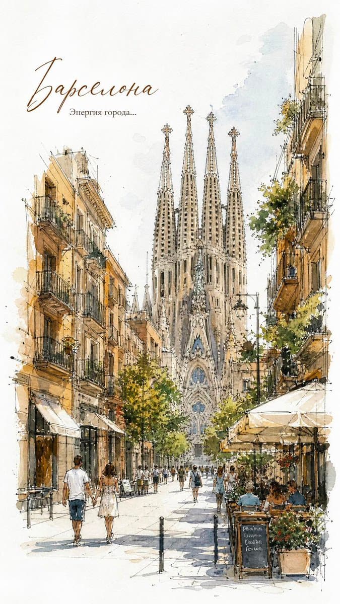European City Watercolor Sketch Poster preview image 1