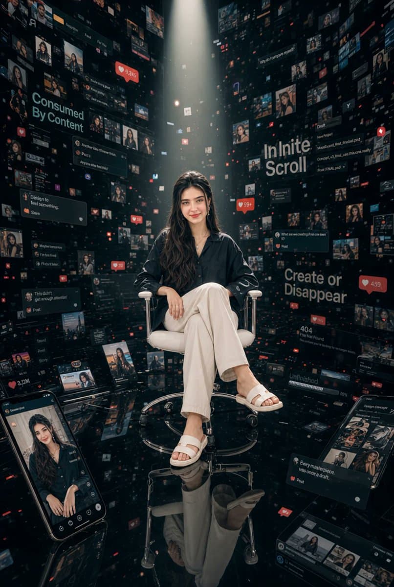 Woman in Infinite Scroll Void preview image 1