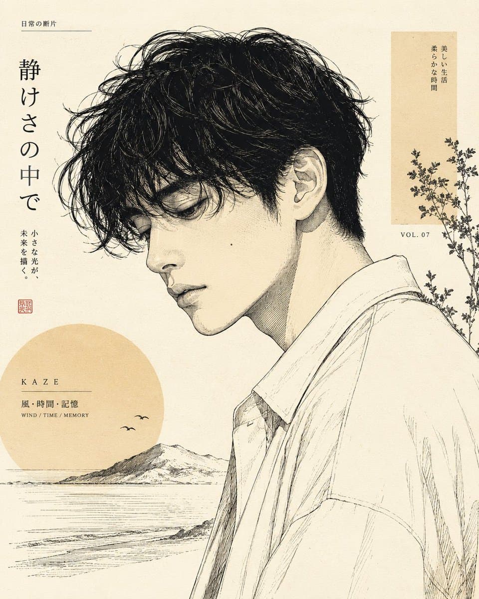 Japanese Line-Art Portrait Illustration preview image 2