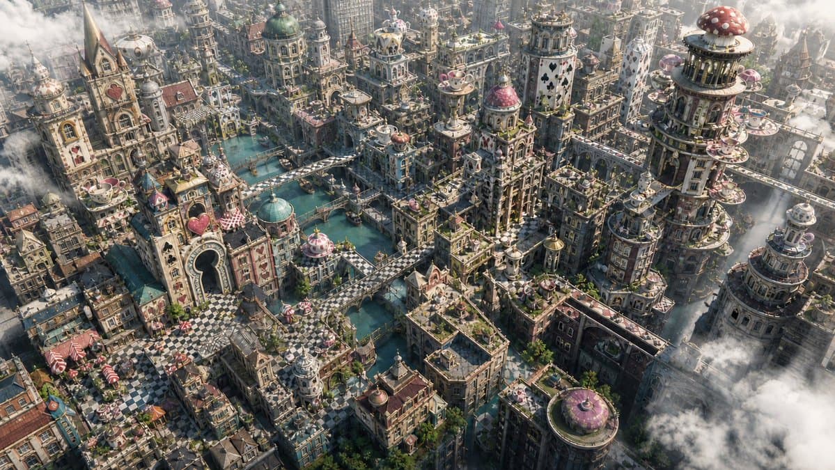 Fantasy Whimsical Downtown Aerial View preview image 1
