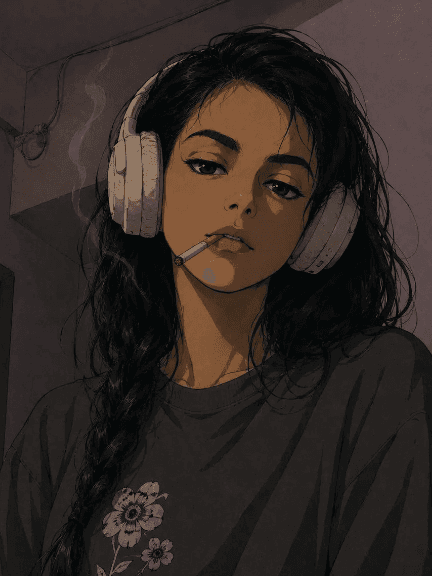 90s Rebel Anime Headphone Portrait preview image 1