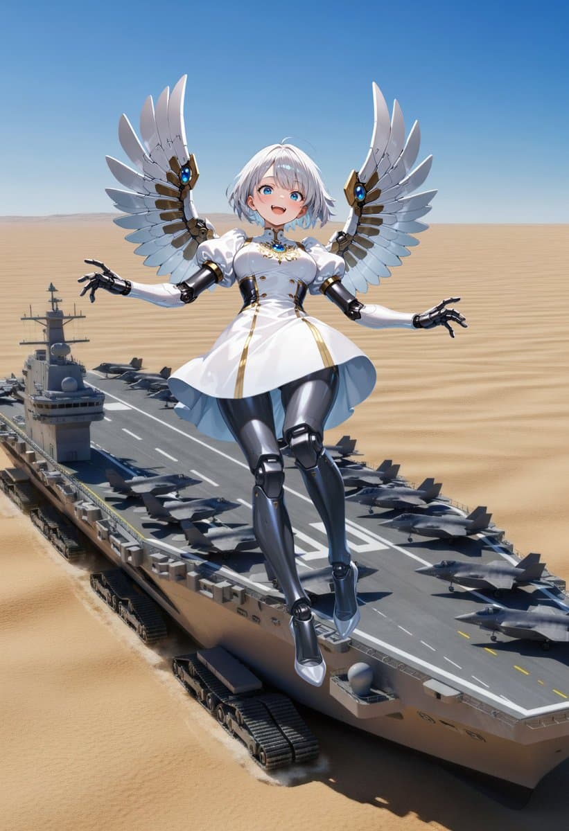 Angelic Android Over Land Aircraft Carrier preview image 1