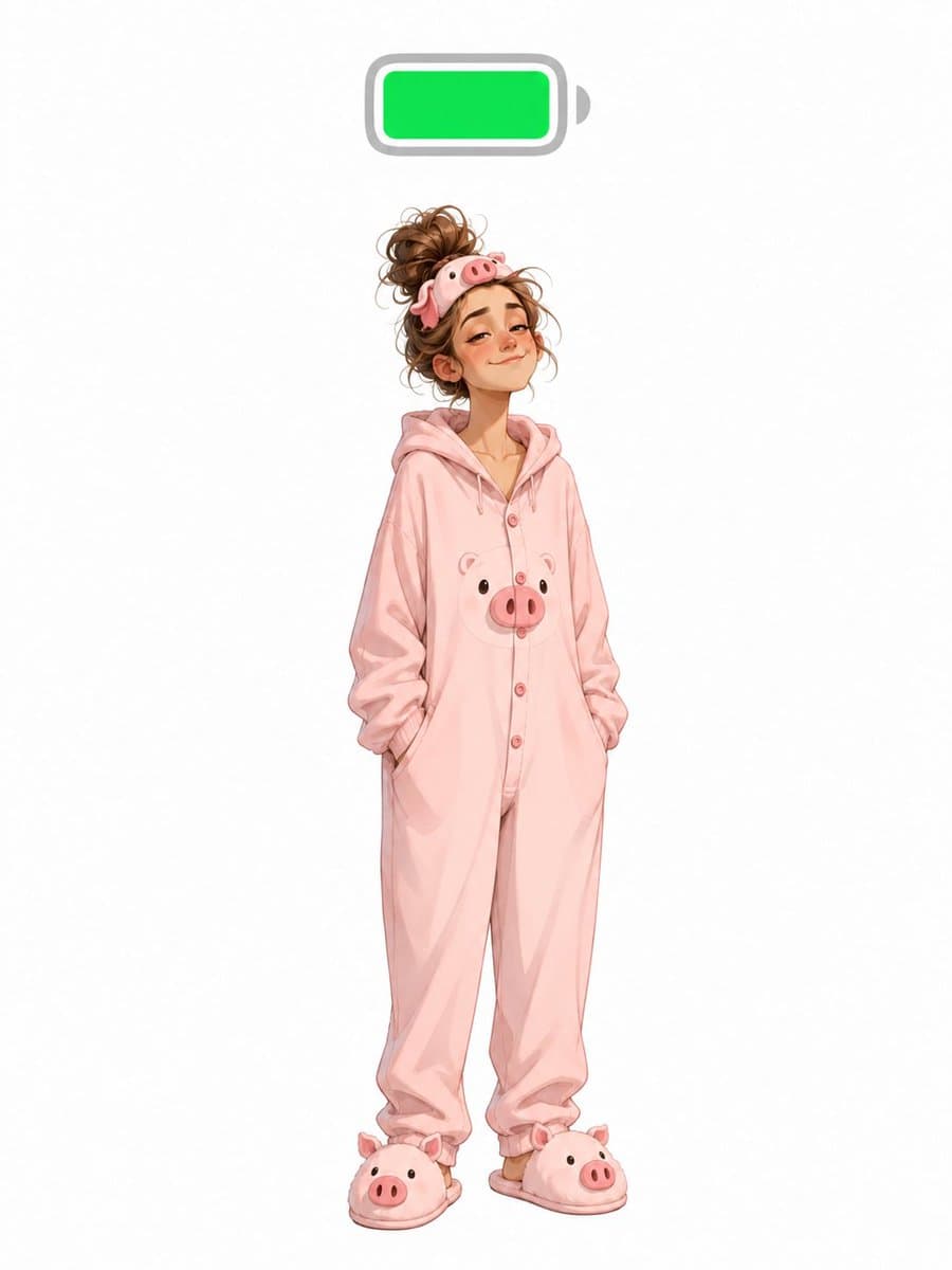 Low Battery Pig Pajama Character preview image 2