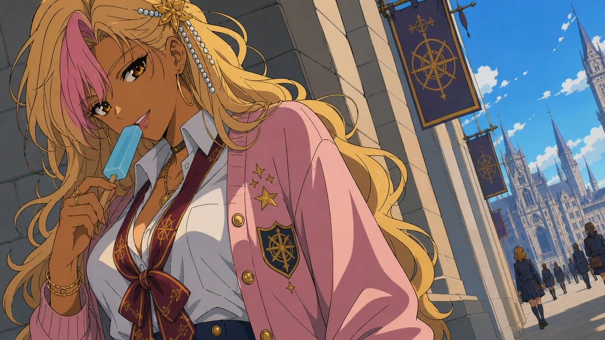 Anime Academy Girl with Popsicle preview image 2