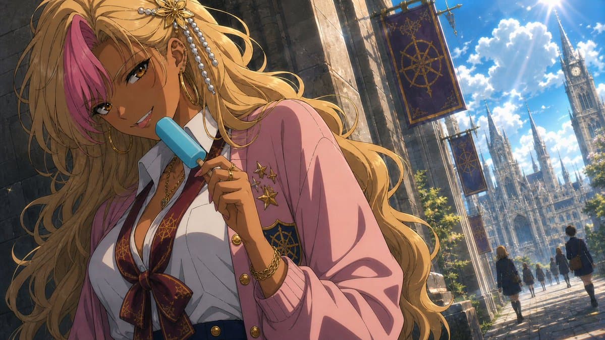 Anime Academy Girl with Popsicle preview image 3