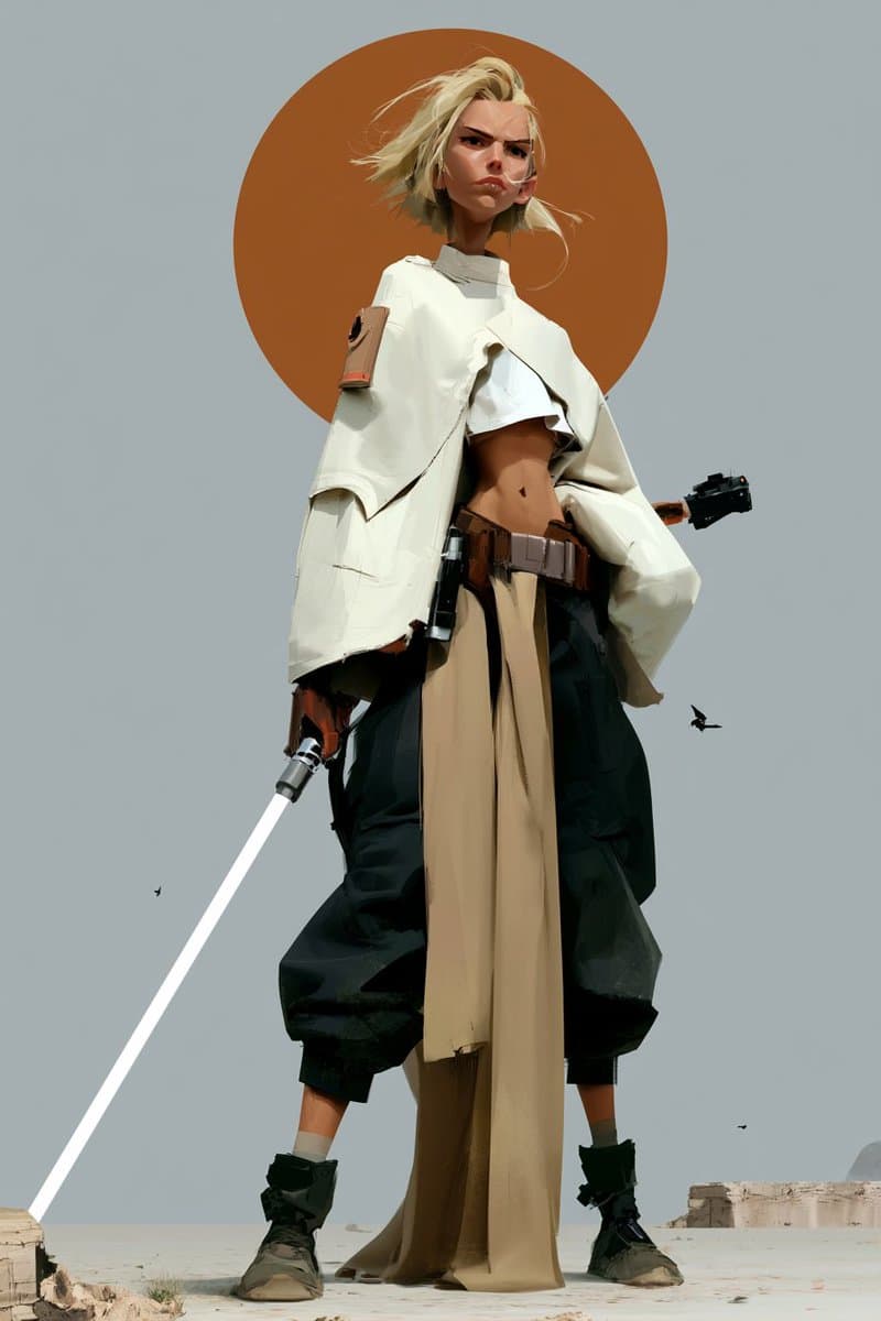 Futuristic Female Jedi Desert Portrait preview image 1