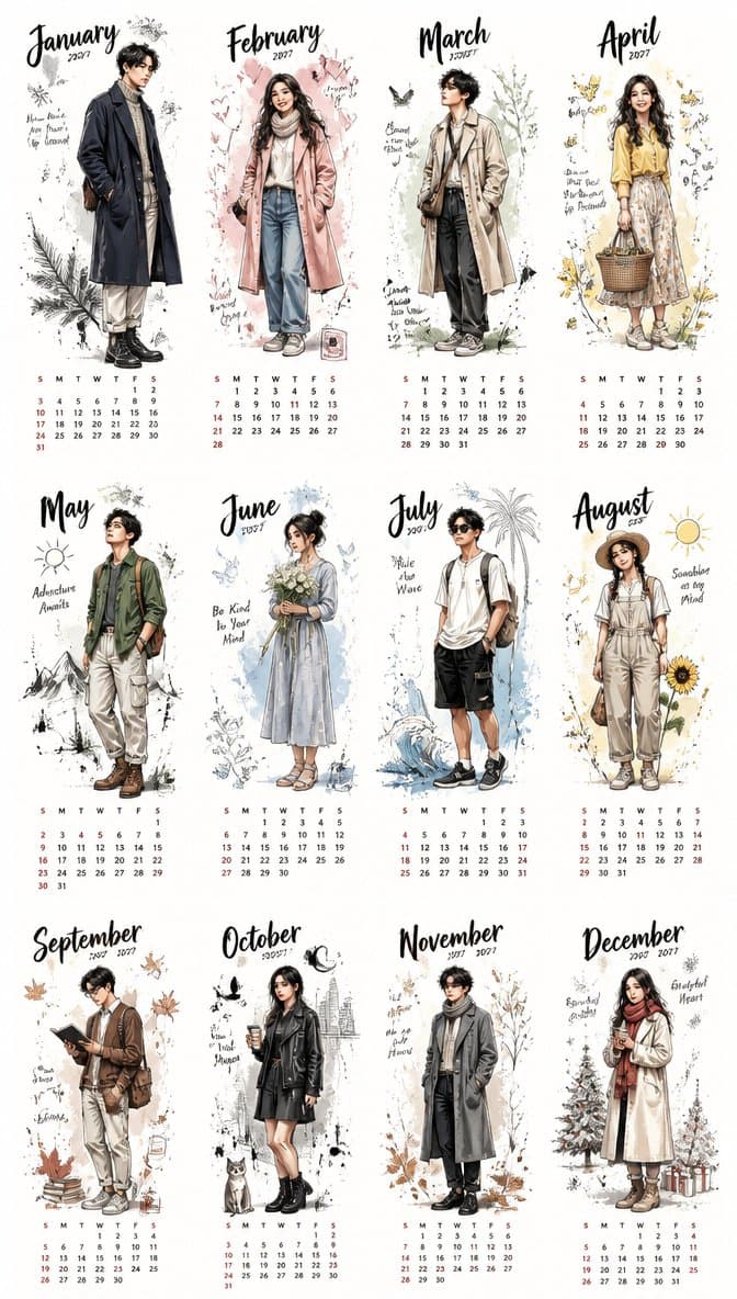 Aesthetic 2027 Desk Calendar preview image 1