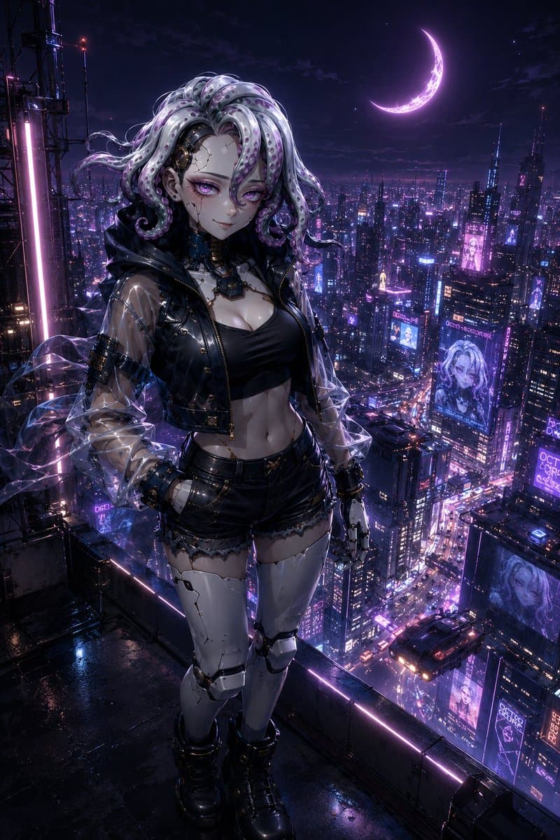 Neon Rooftop Character Portrait preview image 2