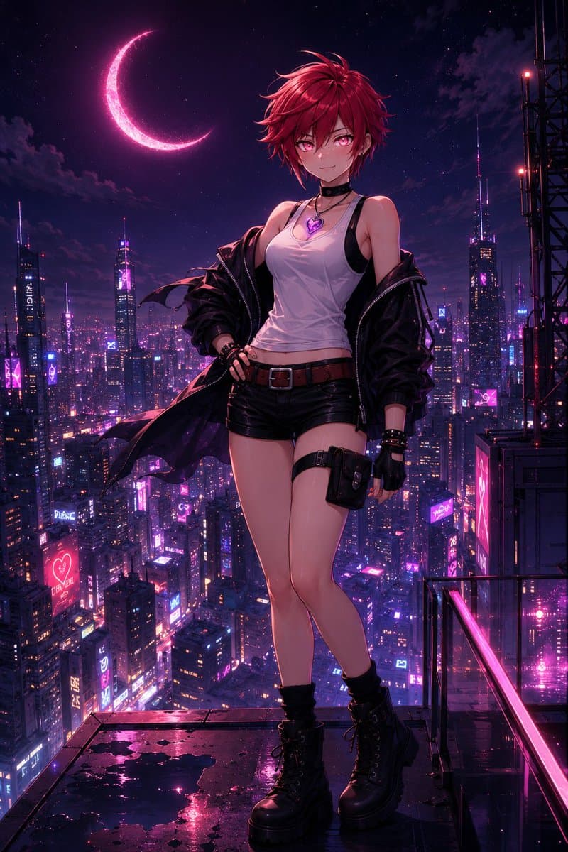 Neon Rooftop Character Portrait preview image 3