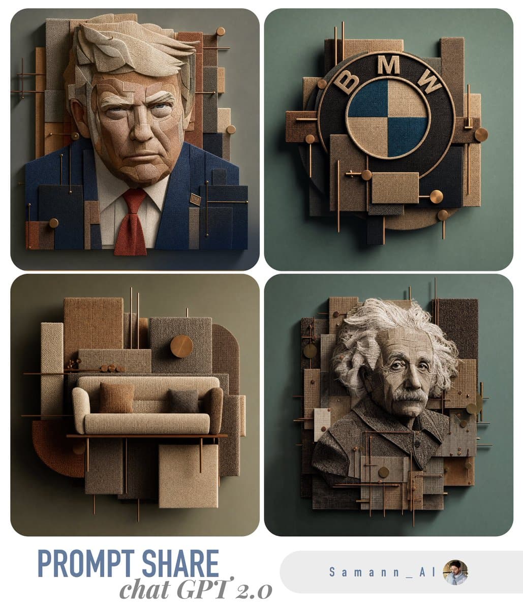 3D Fabric Art Prompt Share Collage preview image 1