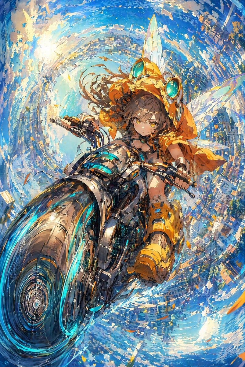Fairy Biker Above Tiny-Planet City preview image 2