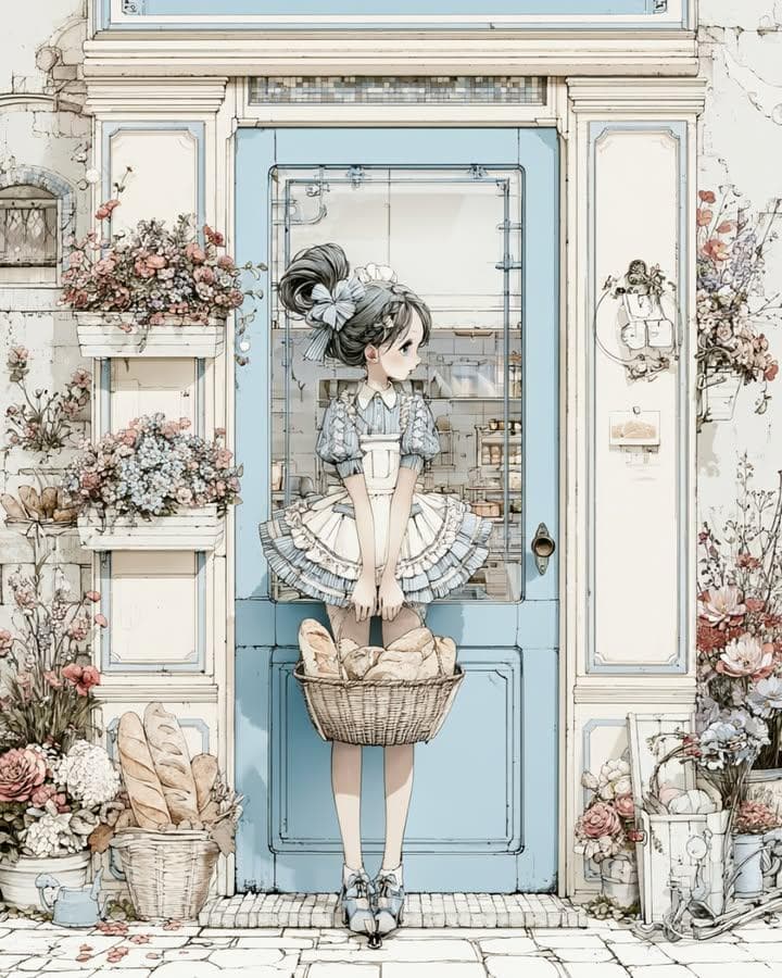 Vintage Bakery Anime Illustration preview image 1