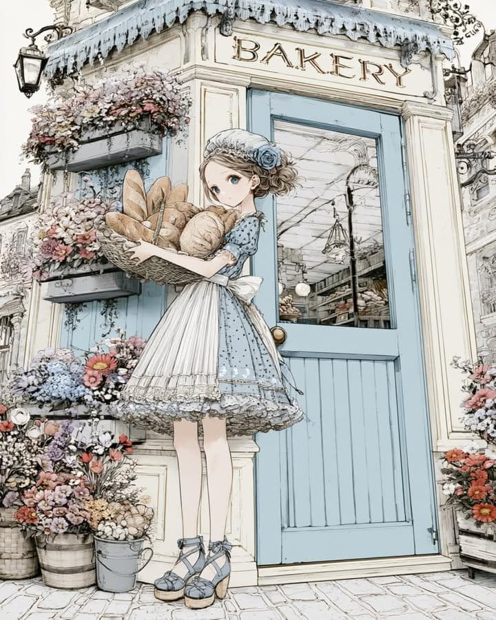 Vintage Bakery Anime Illustration preview image 2