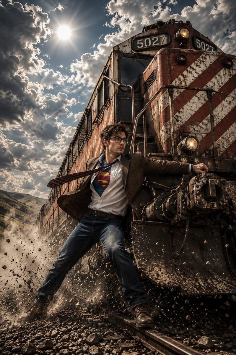 Heroic Action Train Stopping Portrait preview image 1