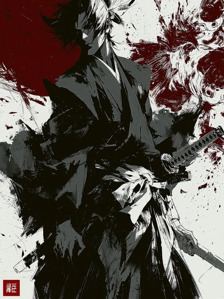 Samurai Ink Wash Painting preview image 2