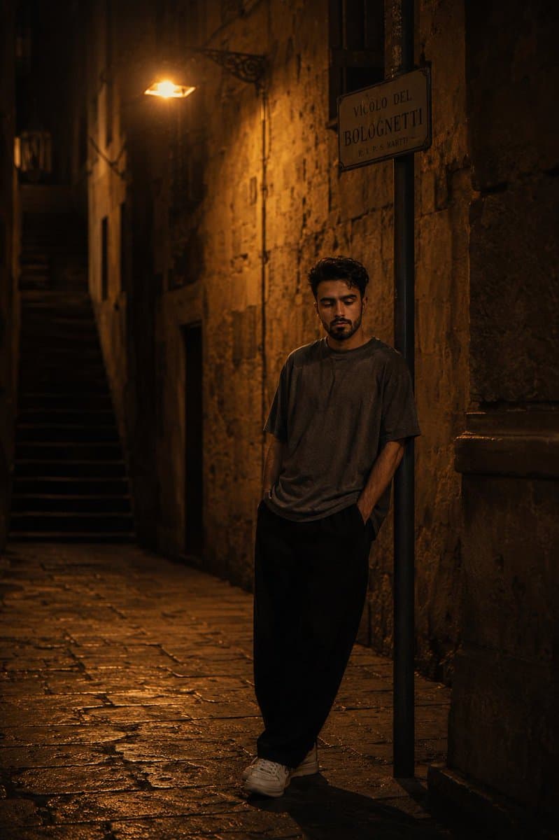 European Stone Alley Night Portrait preview image 1