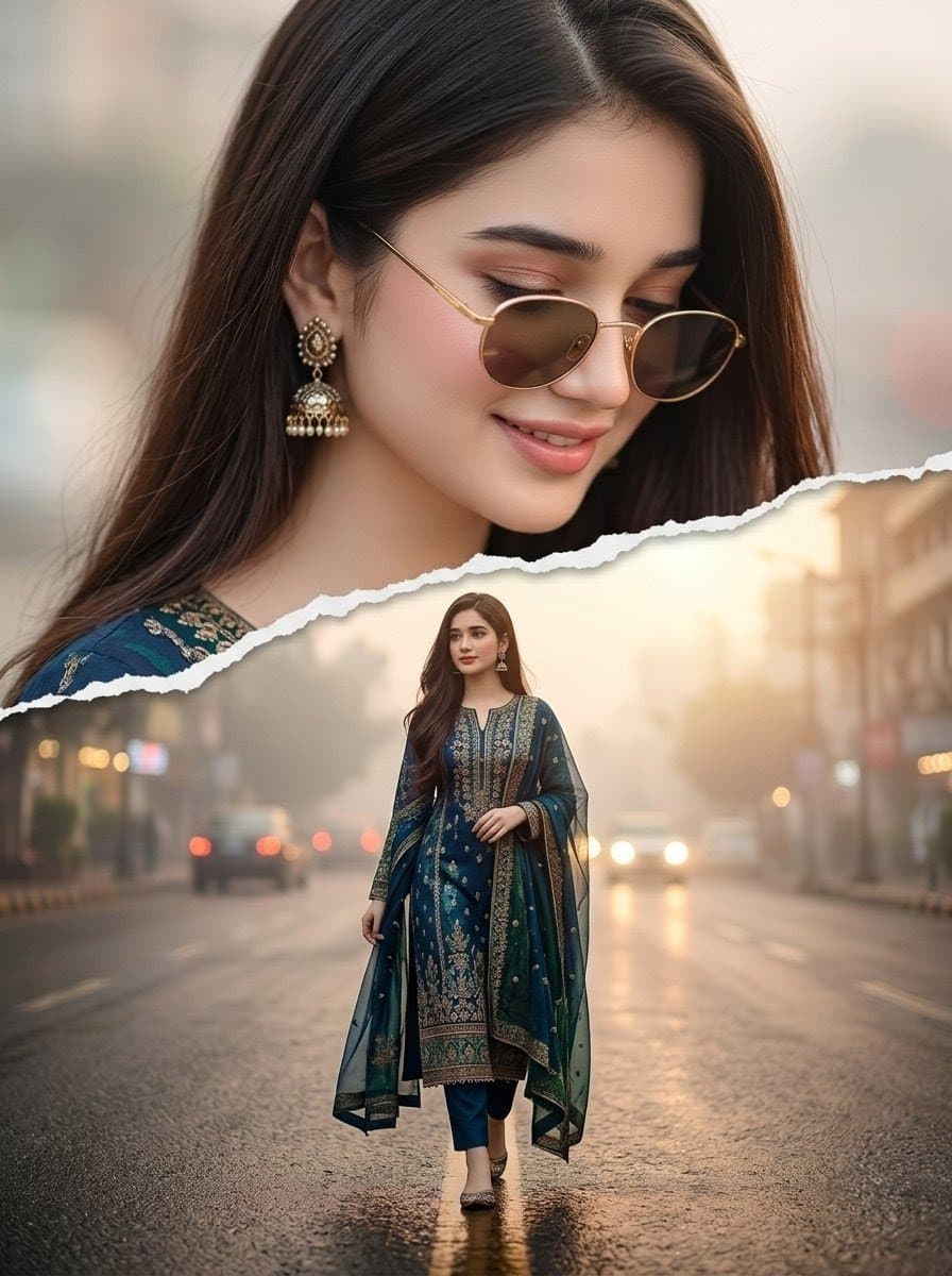 Cinematic Paper Tear South Asian Portrait preview image 1