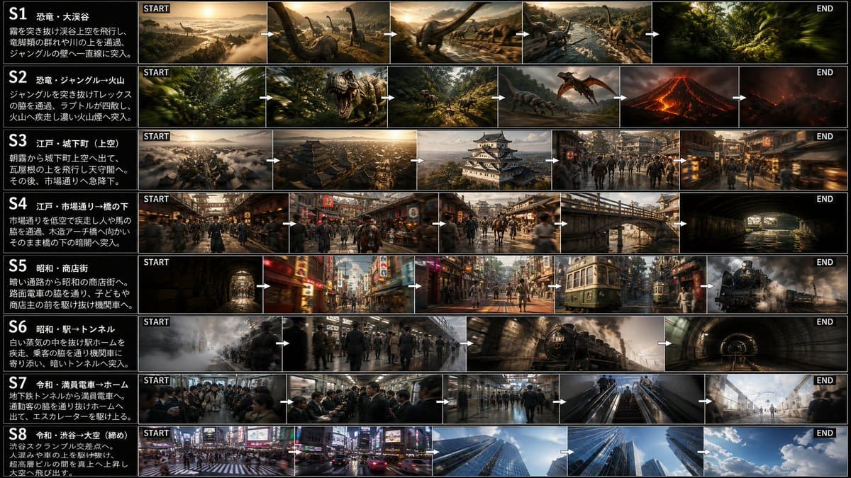 Multi-Era Cinematic FPV Storyboard preview image 1