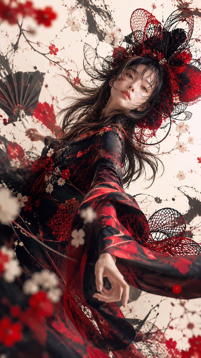 Gothic Kimono Ink Fashion Portrait preview image 2