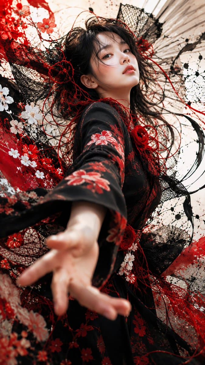 Gothic Kimono Ink Fashion Portrait preview image 3
