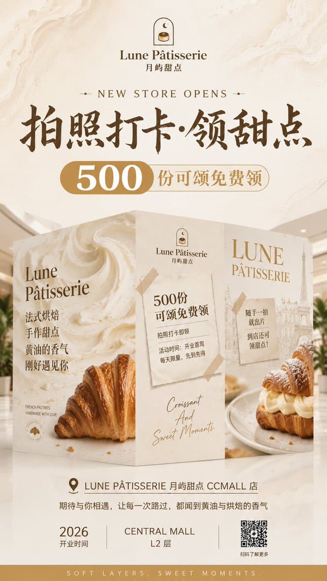 French Patisserie Opening Hoarding Poster preview image 1