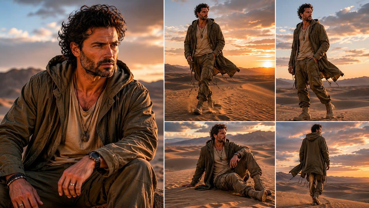 Desert Wanderer Five-Panel Collage preview image 1