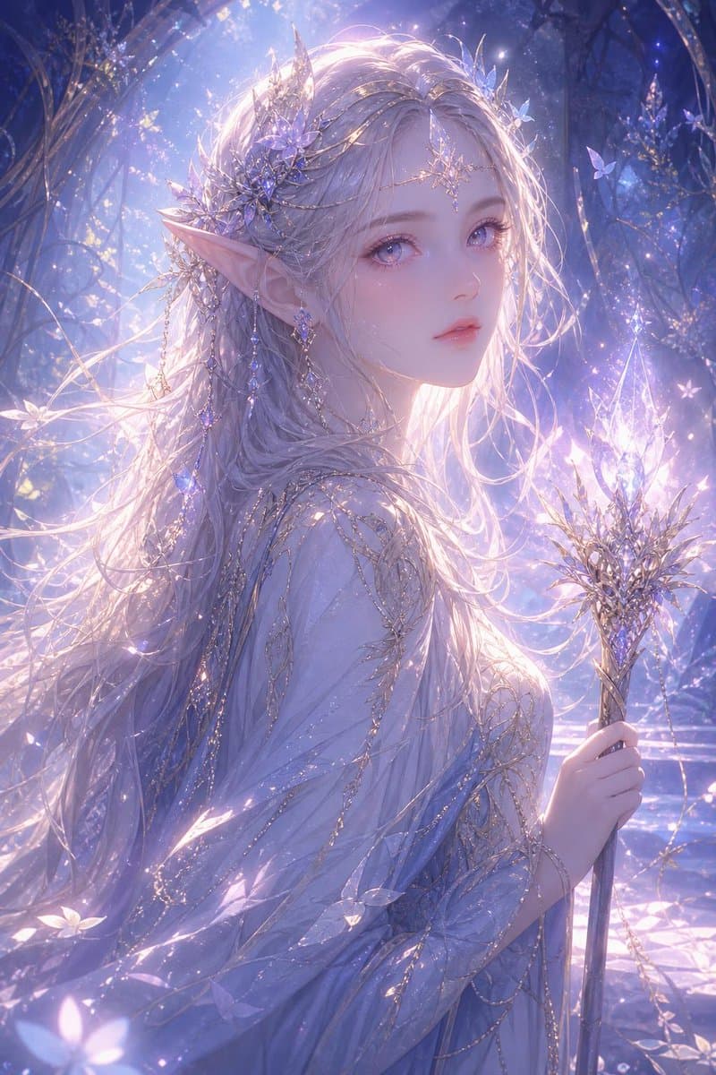 Mystical Glowing Elf Portrait preview image 1