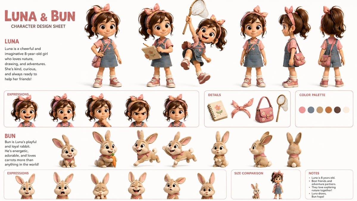 1️⃣Character sheet  prompt:

A highly detailed 3D preview image 1