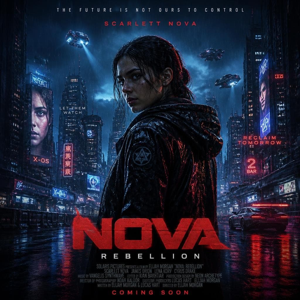 Cyberpunk Nova Rebellion Poster preview image 1