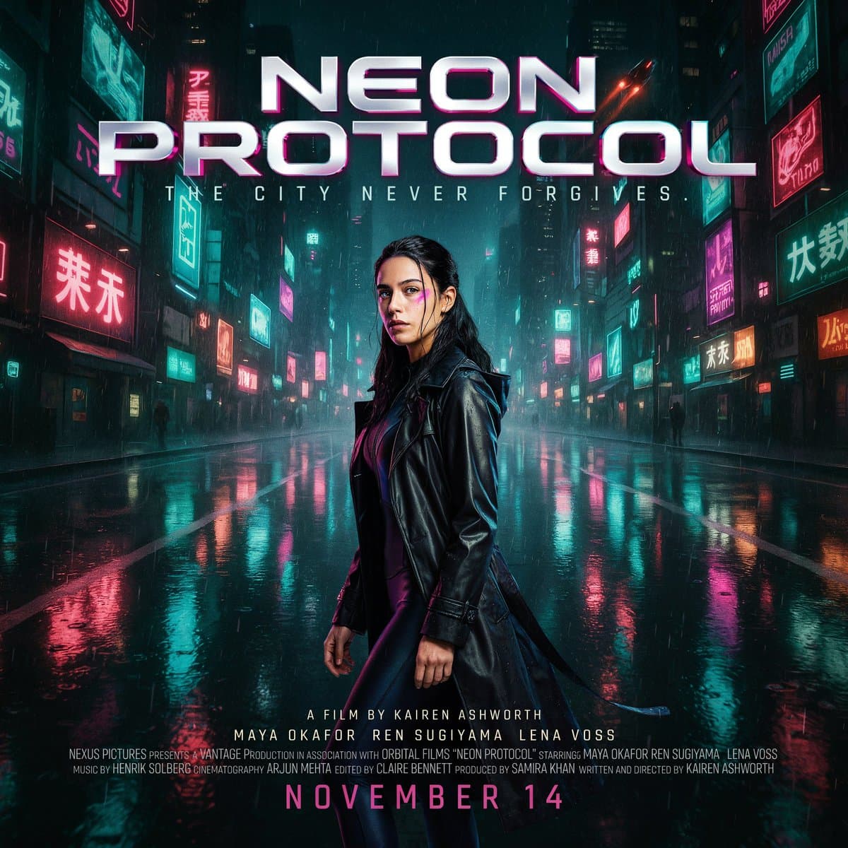Cyberpunk Nova Rebellion Poster preview image 4