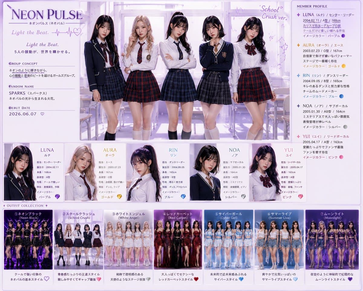 Neon Pulse Idol Profile Poster preview image 1