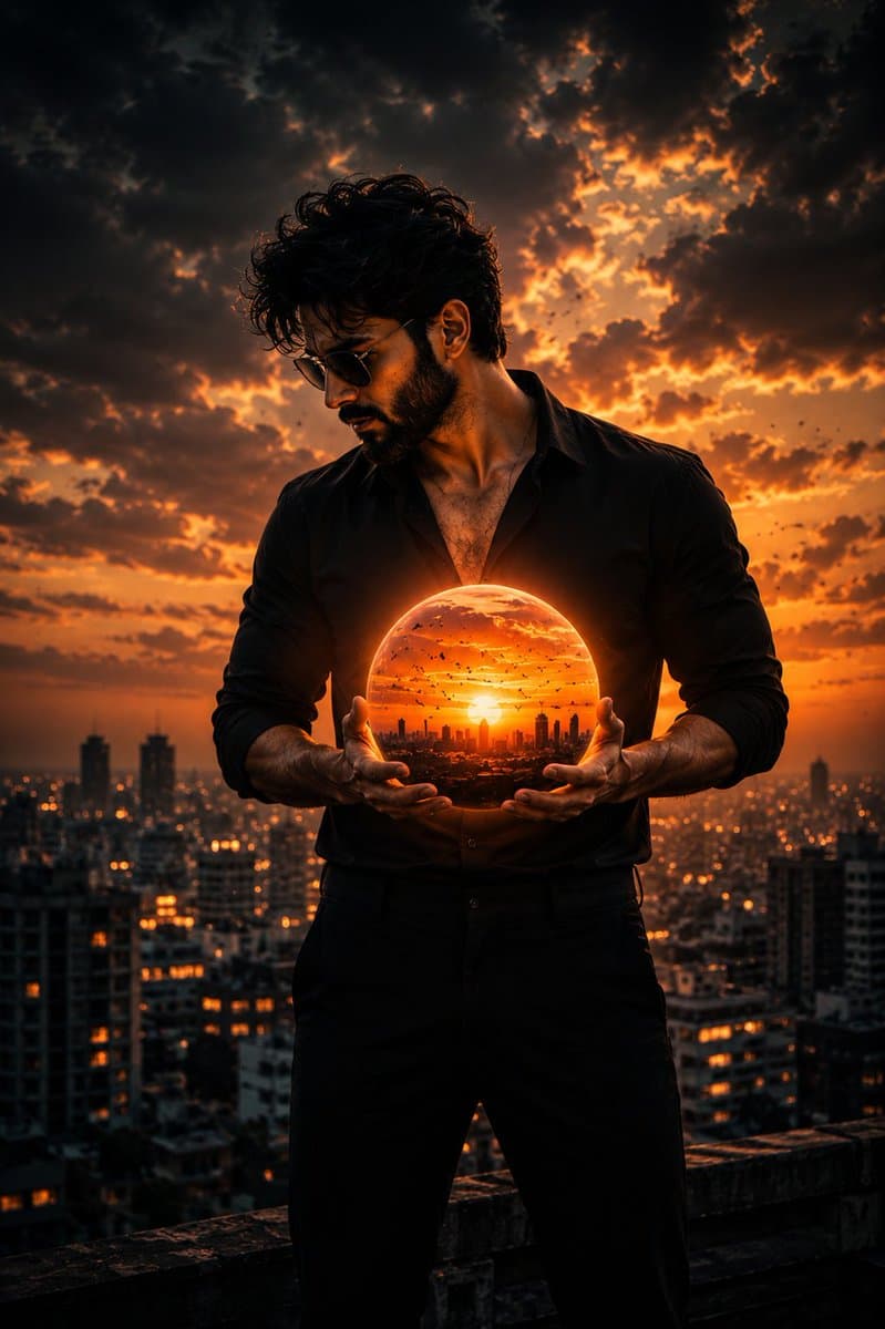 Cinematic Fantasy Portrait with Sunset Orb preview image 2