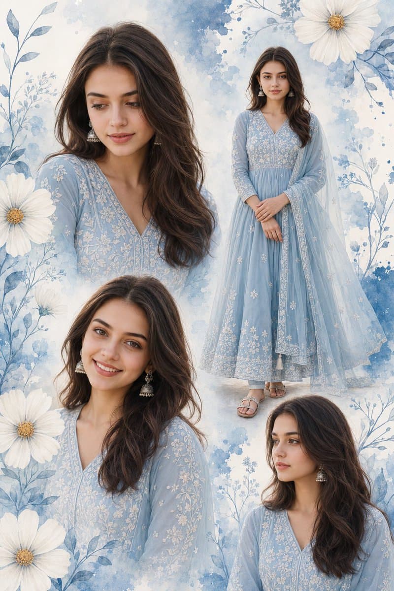 Indian Woman Anarkali Suit Collage preview image 1