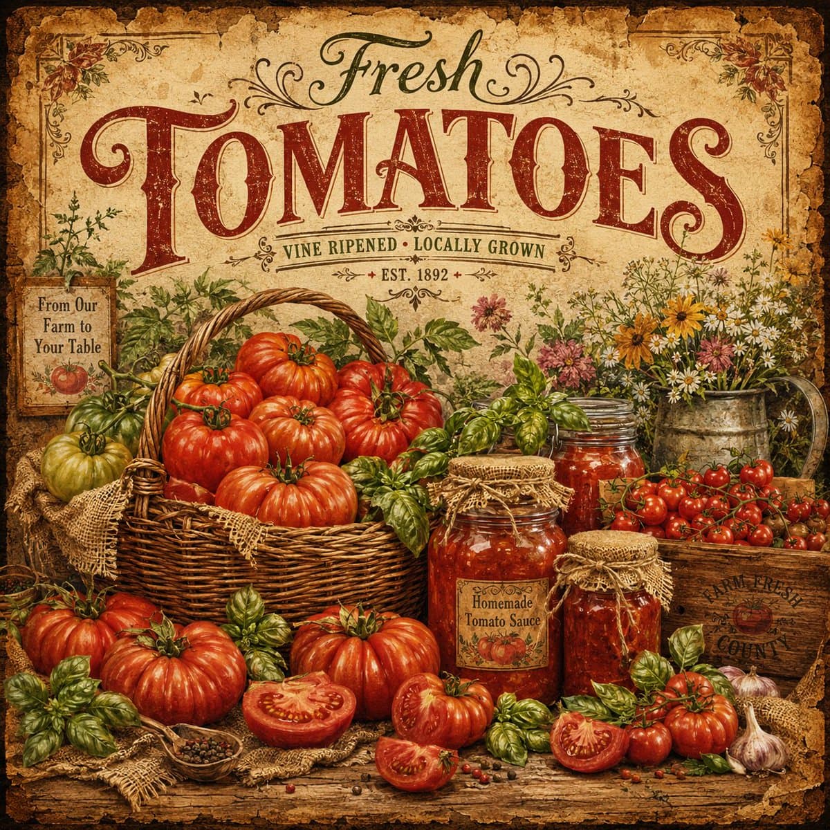 Vintage Rustic Farmers Market Poster preview image 1