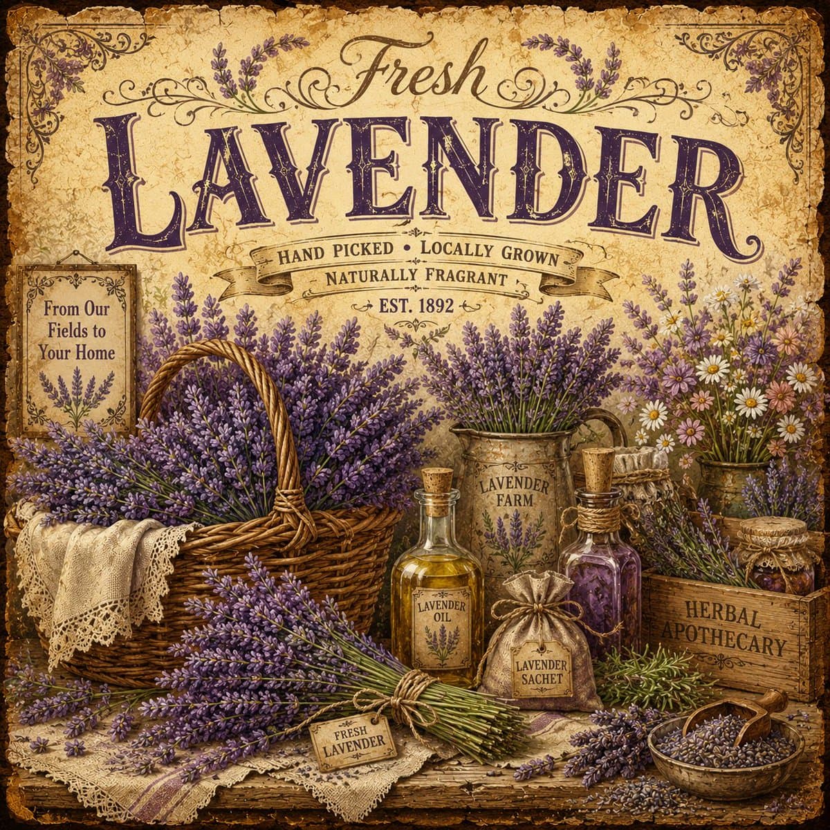 Vintage Rustic Farmers Market Poster preview image 2