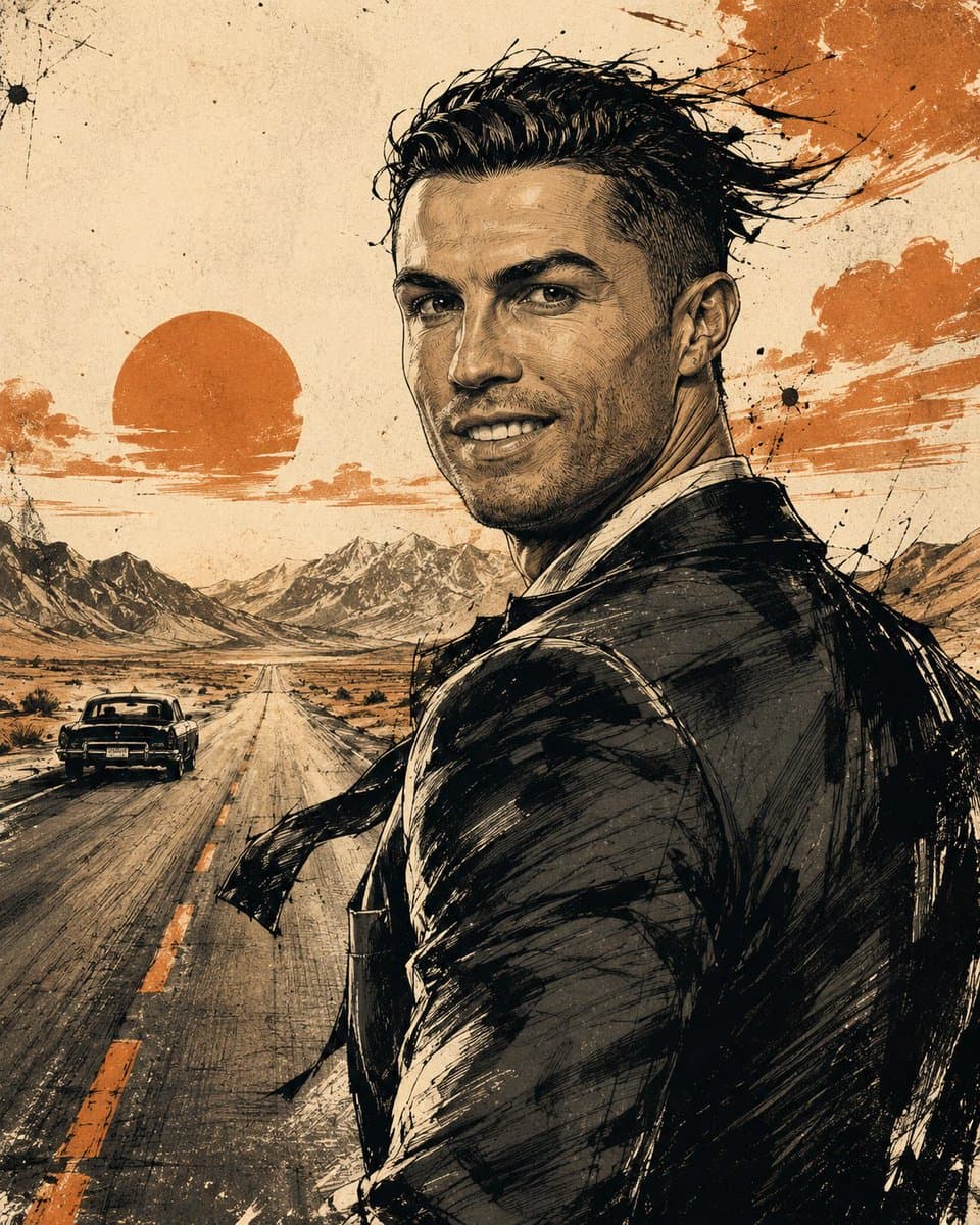 Cinematic Editorial Ink Illustration preview image 1