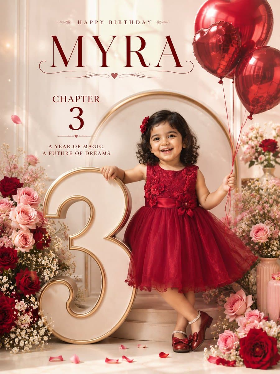 3D Depth Luxury Birthday Poster preview image 2