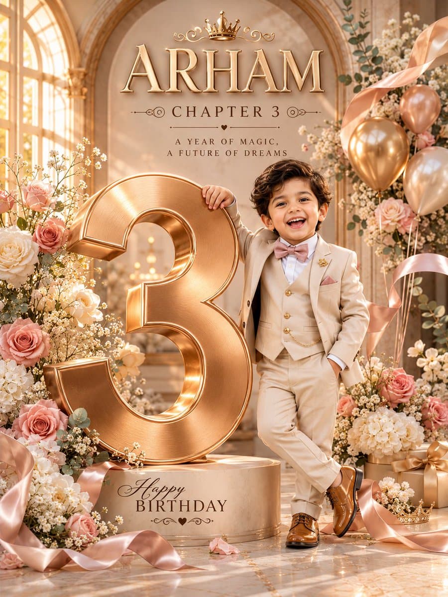 3D Depth Luxury Birthday Poster preview image 3