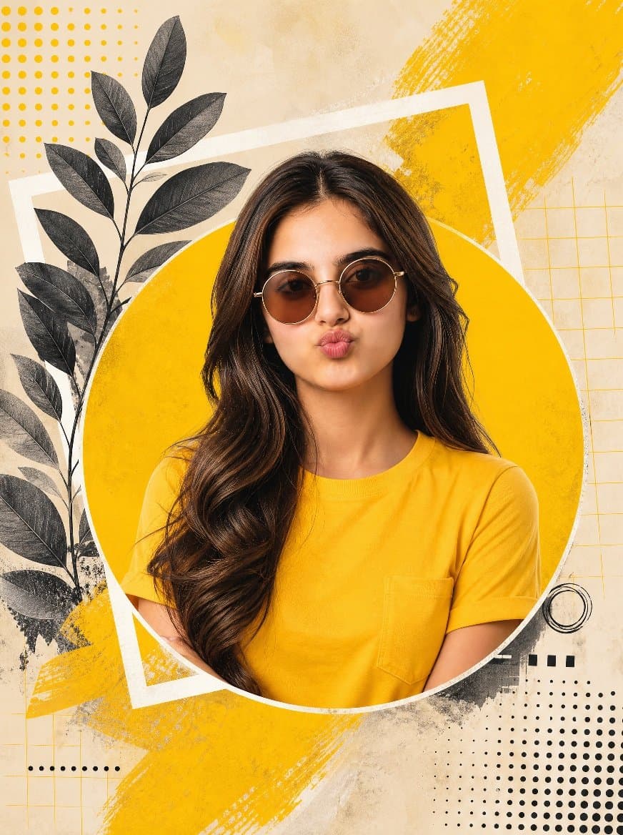Yellow Mixed-Media Portrait Poster preview image 1