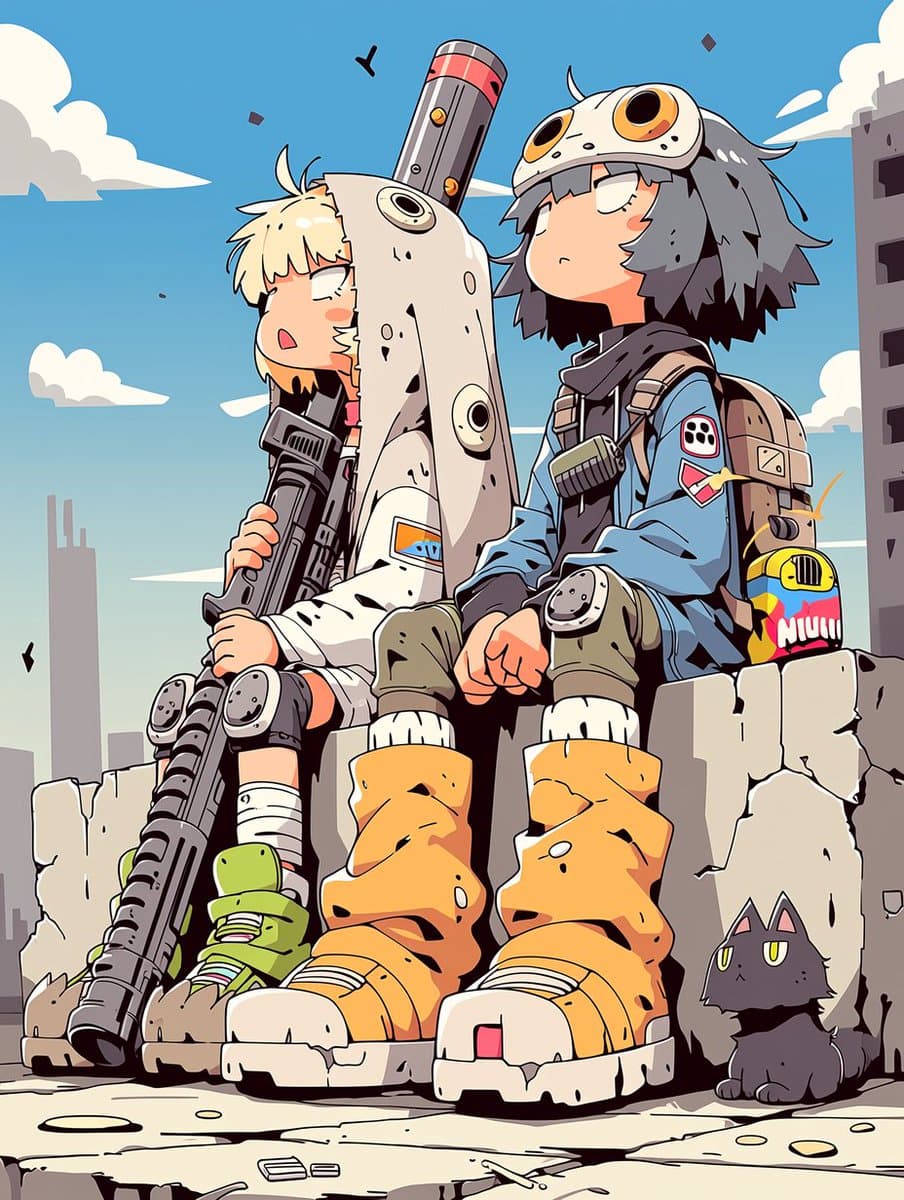 Anime Post-Apocalyptic Scavenger Kids preview image 1
