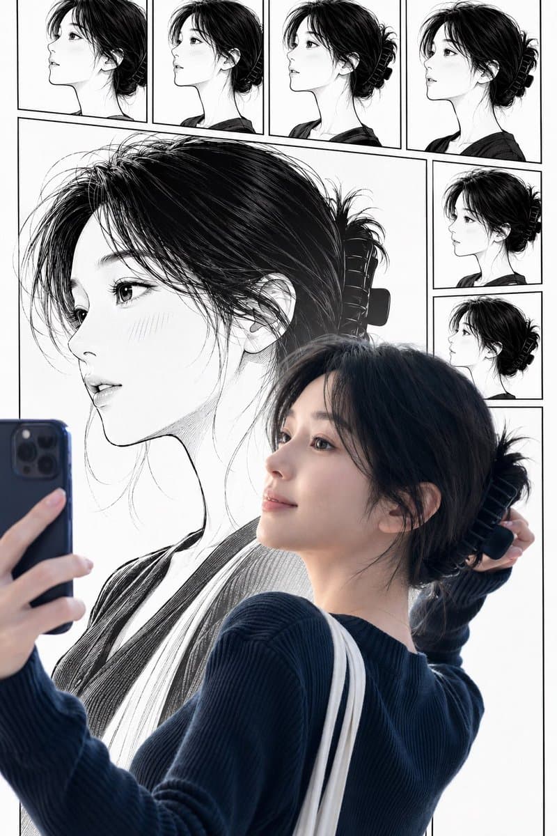 Real Woman with Manga Counterpart Selfie preview image 2