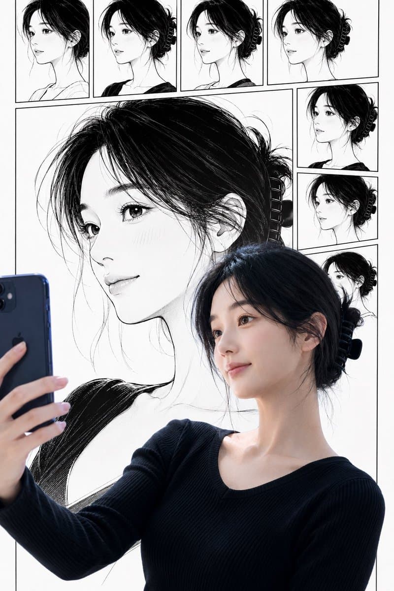 Real Woman with Manga Counterpart Selfie preview image 3